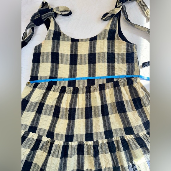 ASOS Plaid Tie-Shoulder Mini Dress Black and Tan Oversized Woman’s size 6 - Picture 7 of 12